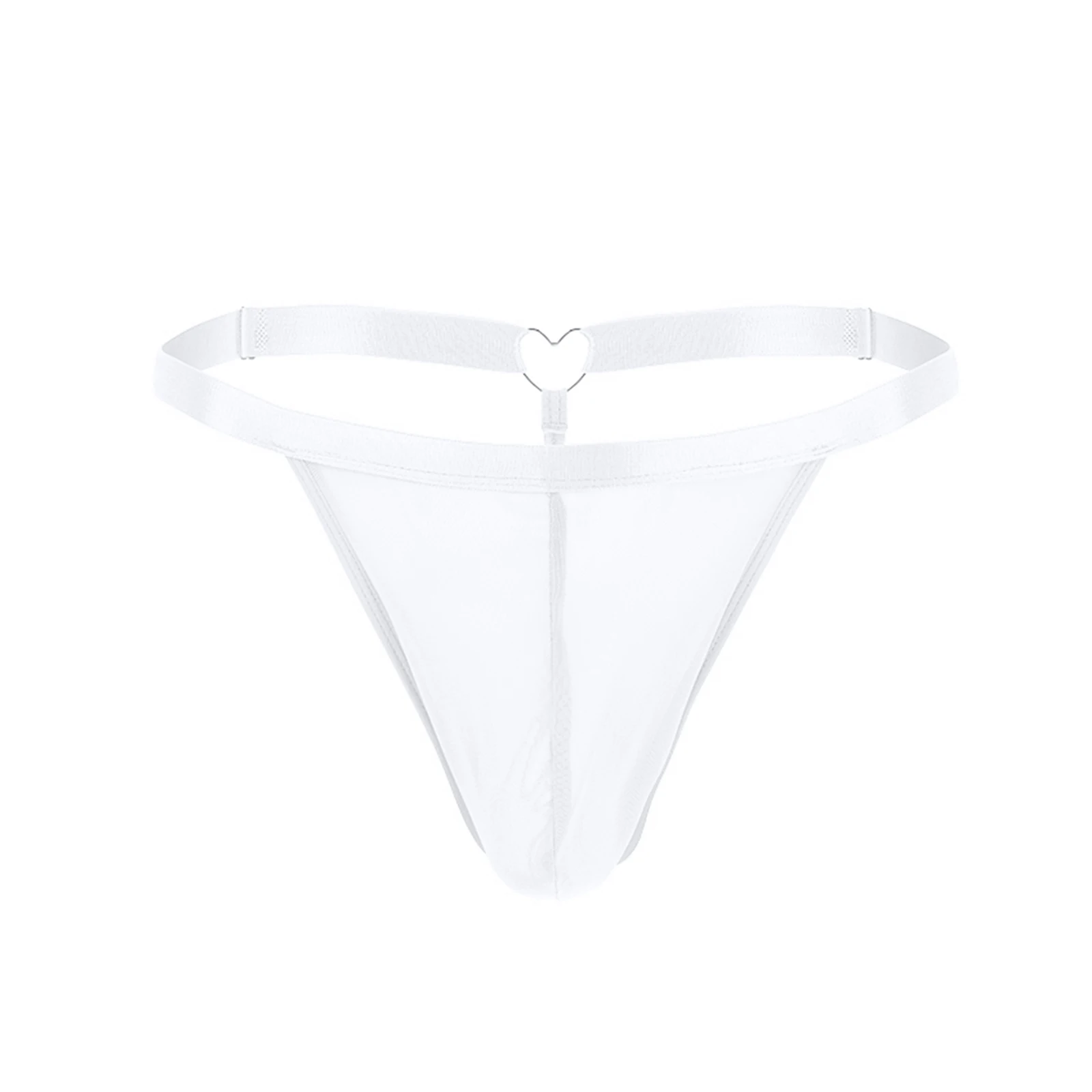 Mesh Thong Underwear Men Bulge Pouch Sexy Underpants G‑string Sheer Panties Transparent Low Rise Heart‑shaped Ring Lingerie