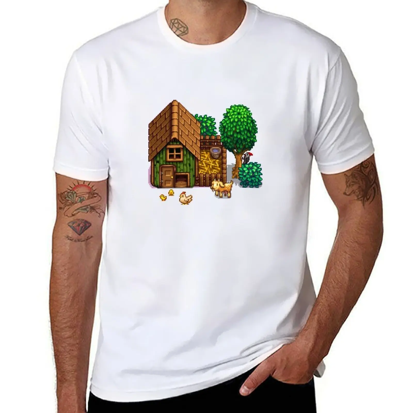 

Stardew Valley - футболка с наклейкой Chicken Coop, мужская футболка с рисунком, мужская футболка, футболка из плотного хлопка