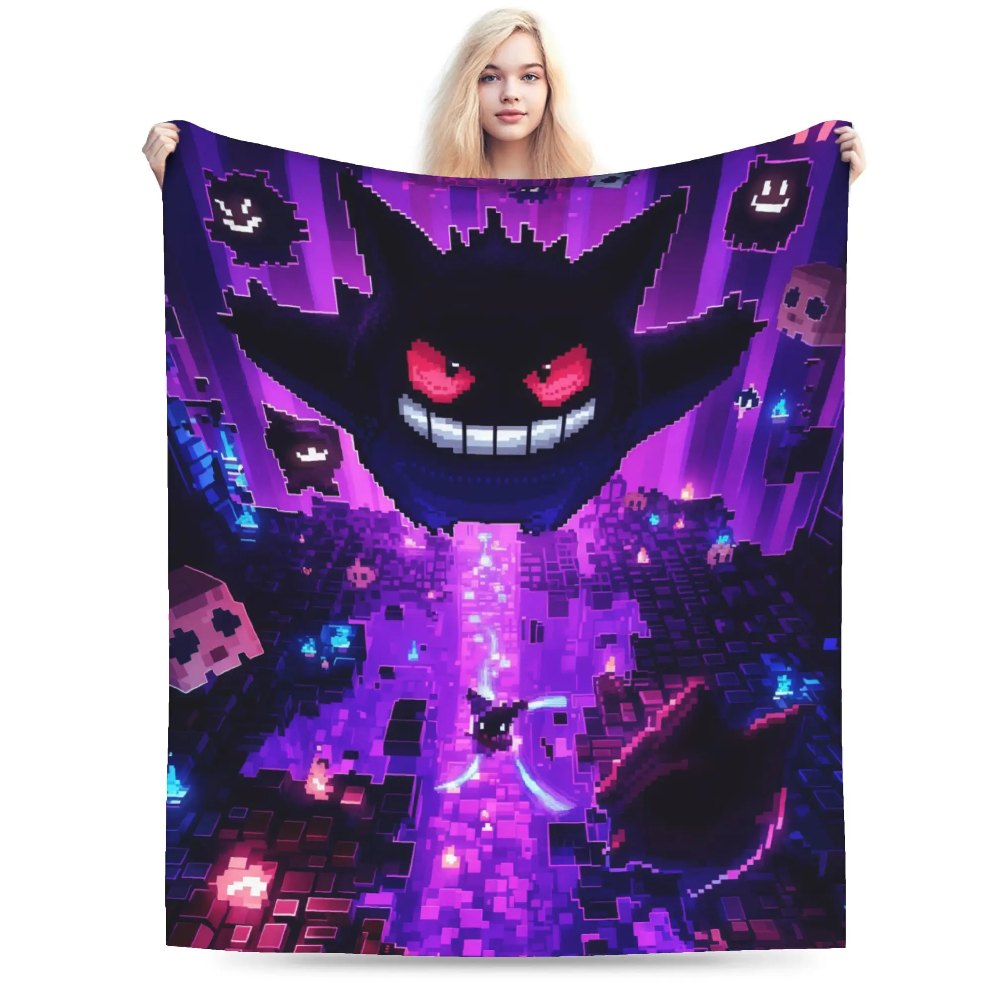 

Одеяло с изображением покемонов Генгар, аниме, коралловое флисовое плюшевое летнее легкое тонкое одеяло для кровати, офиса, покрывала