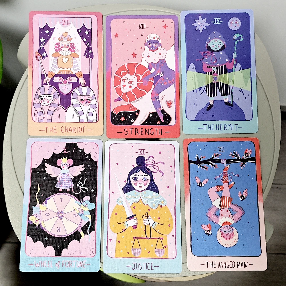 12*7cm Imbued with The Soothing Tones of A Pink and Sky-blue Color Palette Pastel Prism Tarot 78 Pcs Rider System Tarot Cards