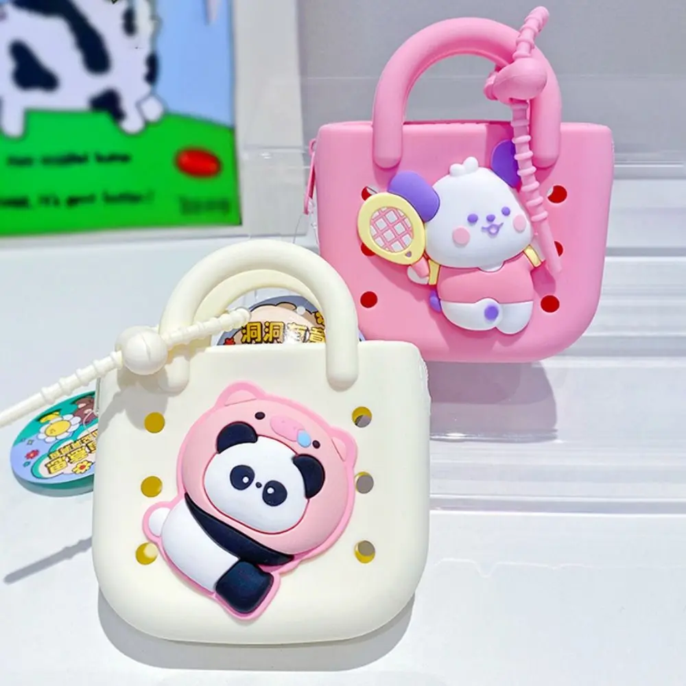 New Silicone Coin Purse Cartoon Dog Key Pouch Panda Mini Wallet For Data Cable/Earphone