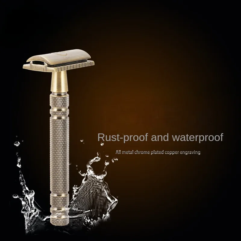 

Copper Manual Shaver Old-fashioned Shaver Double-sided Blade Holder Safety Razor Shaving Razor