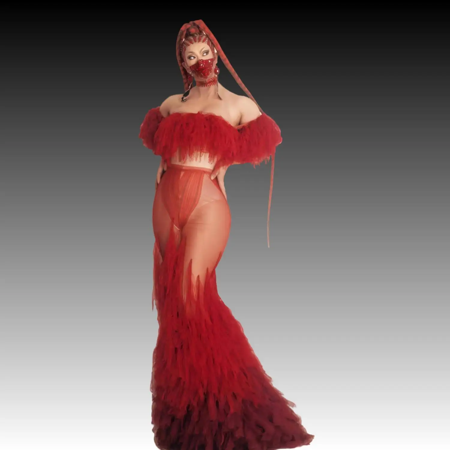 Festa di compleanno delle signore festeggia il vestito da ballo del locale notturno vestito lungo Sexy delle donne vedere attraverso il servizio fotografico al pavimento mostra l'abbigliamento da palcoscenico