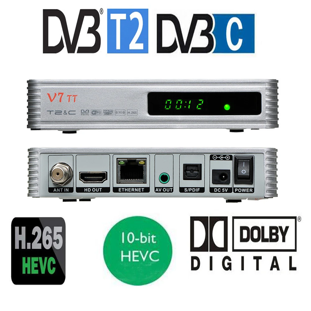 GTMEDIA New V7 TT DVB-C DVB-T2 Terrestrial TV Receiver From TT PRO Support H.265 HEVC 10Bit Tuner TDT Set Top Box DVB T2