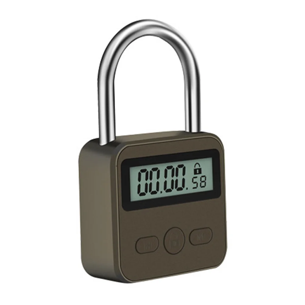 Metal Timer Lock LCD Display Multi Function Electronic Time 99 Hour Timing Electronic Timer USB Charging Temporary Timer Padlock