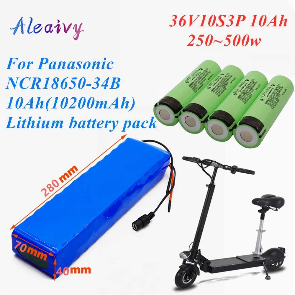 E-Bike 36V 10Ah For Panasonic 18650B 3400mAh 250W -500W  37V Lithium Battery Pack Electric Car Bicycle Motor Scooter