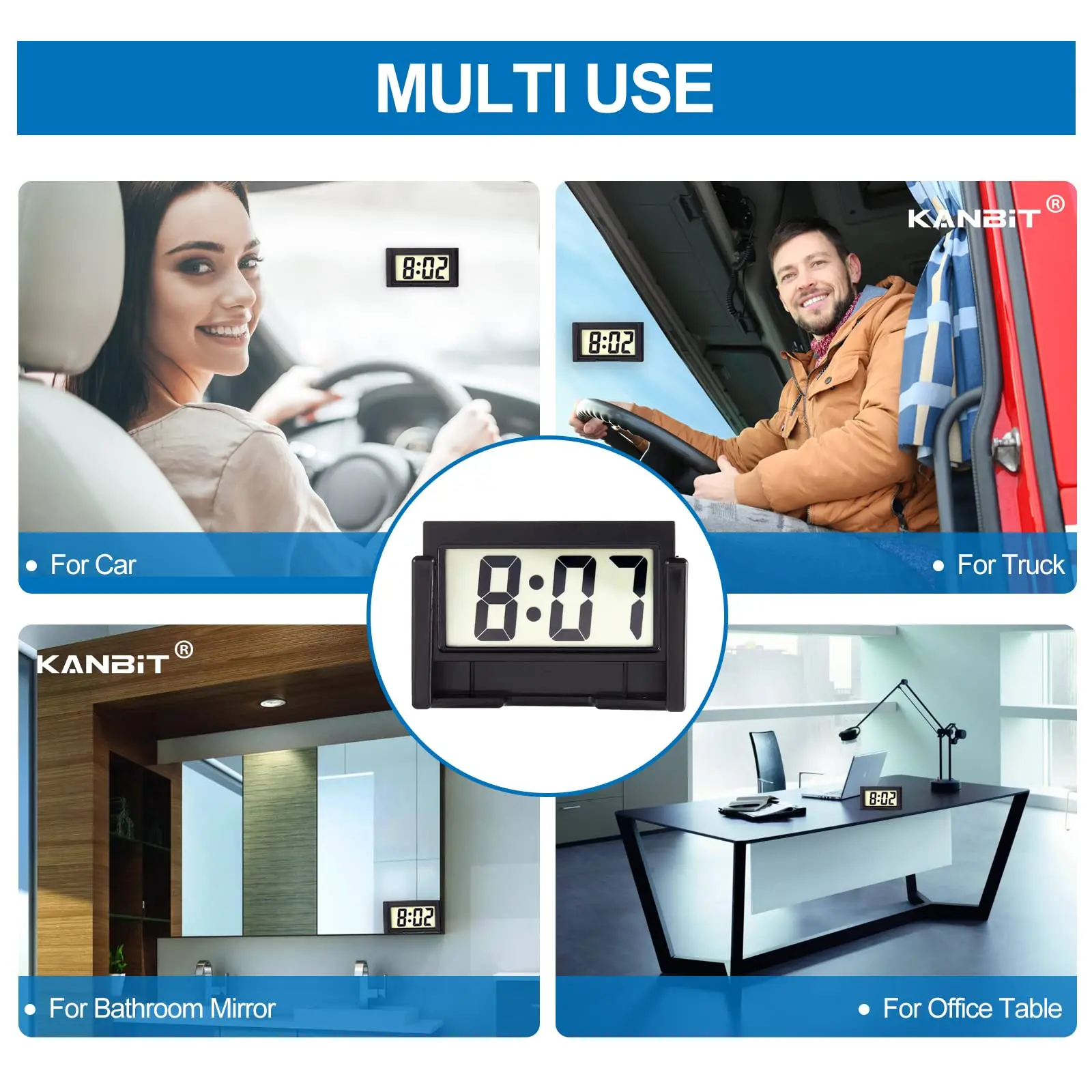 Mini Car Universal Clock Car Truck Dashboard Time Convenient Gift Simple High Quality Electronic Stand Clock Self-Adhesive