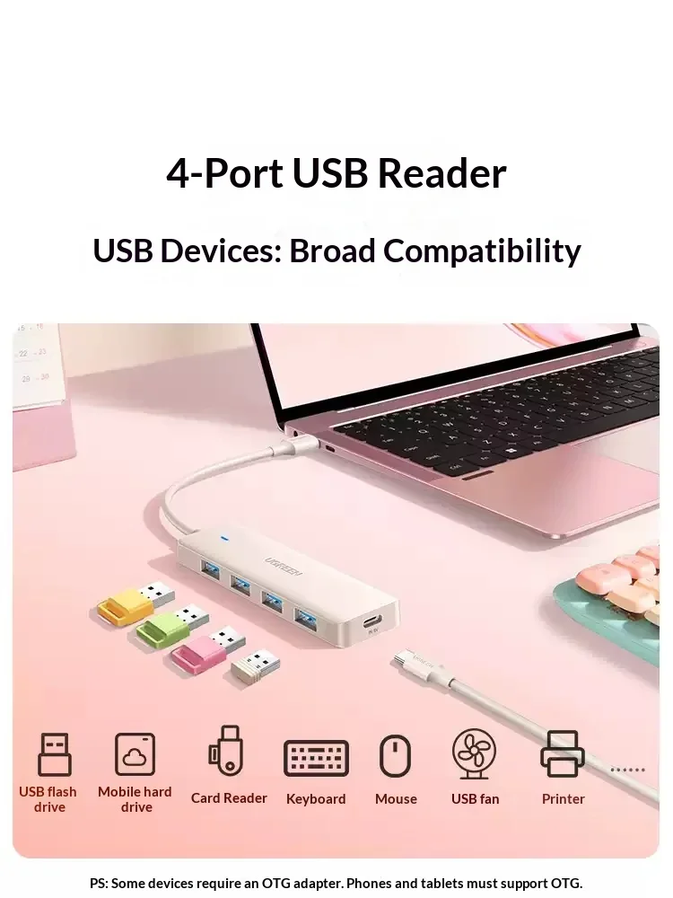 UGREEN CM219-75578 Expansion Dock USB3.0 Typec HDMI Suitable For Charging Two Devices Simultaneously For MacBook Pro Air Laptop