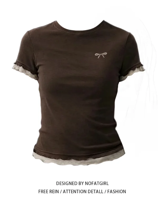 plus Size Women's Korean Style Short Sleeve Slim Fit T-Shirt Summer New Roll up Hem Color Block Top Female Fashion Commute