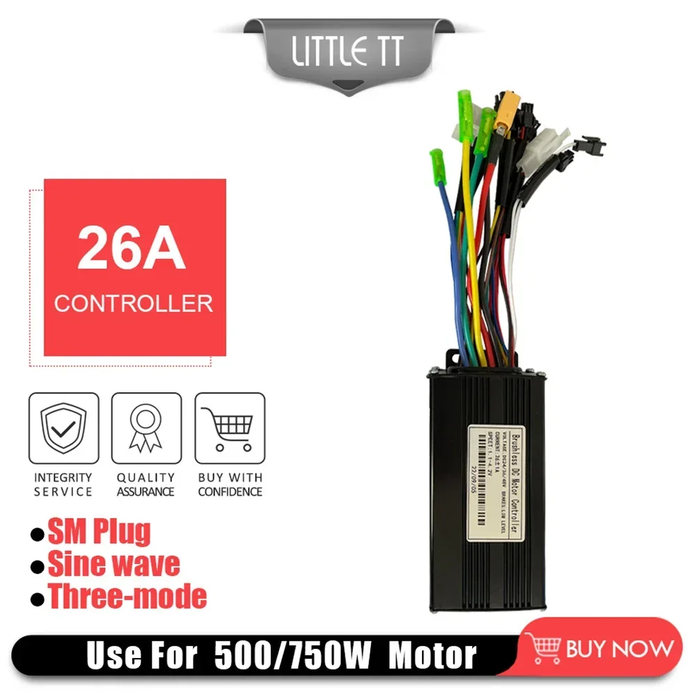 JN 24V/36/48V  E-Bike Sine Wave 26A 500/750W SM Three Mode Brushless Controller Electric Scooter Electric Bicycle Accessories