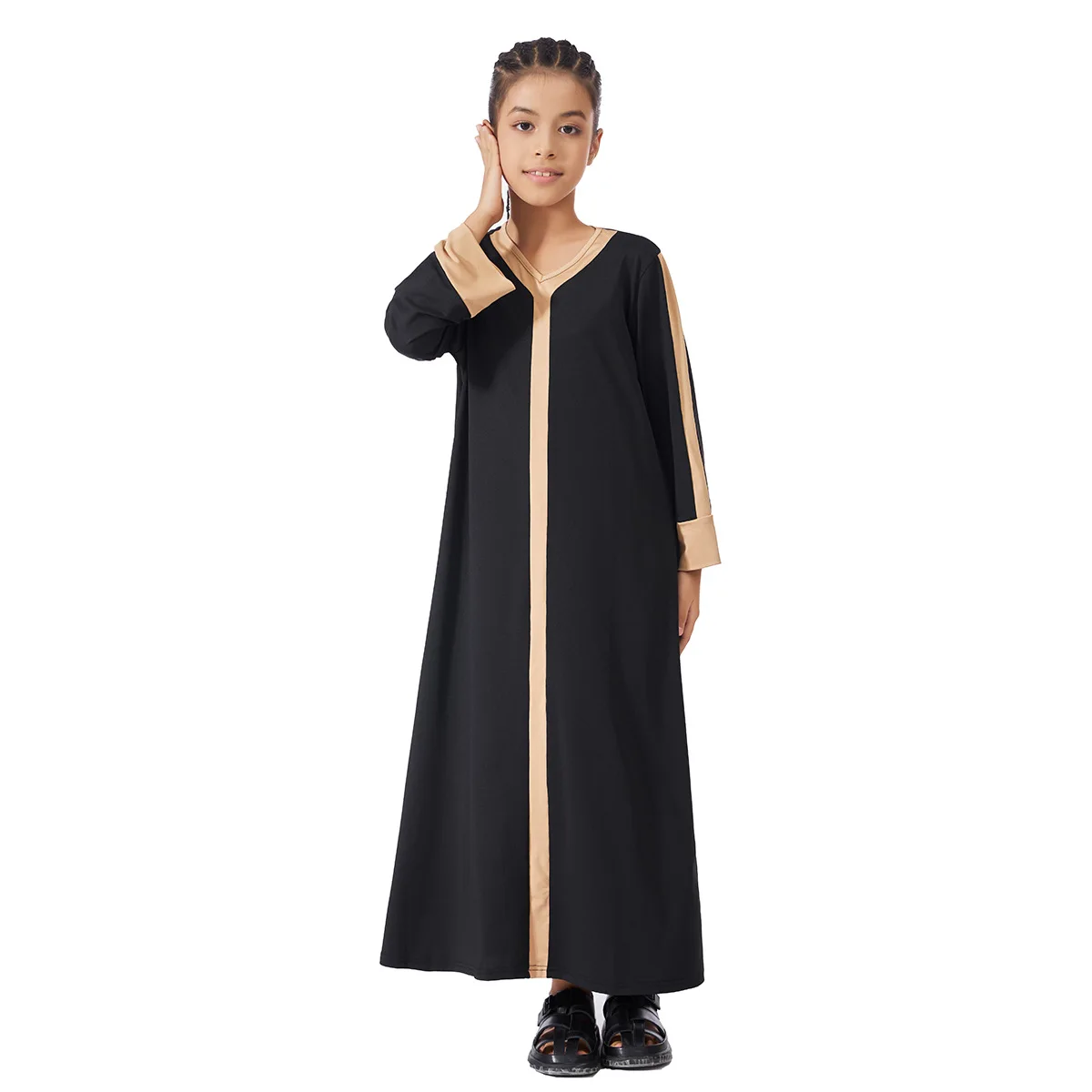 

Muslim Kids Girls Long Dress Dubai Abaya Turkey Kaftan Casual Saudi Arabic Robe Morocco Caftan Eid Djellaba Islam Jalabiya Gown