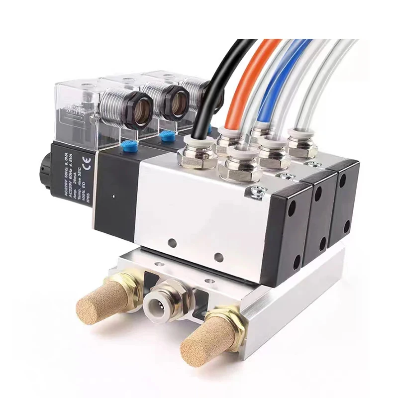 

4V210-08 5 Way 2 Position Magnetic Manifold Valve Group Set Pneumatic Electric Solenoid Valves Control Air Gas