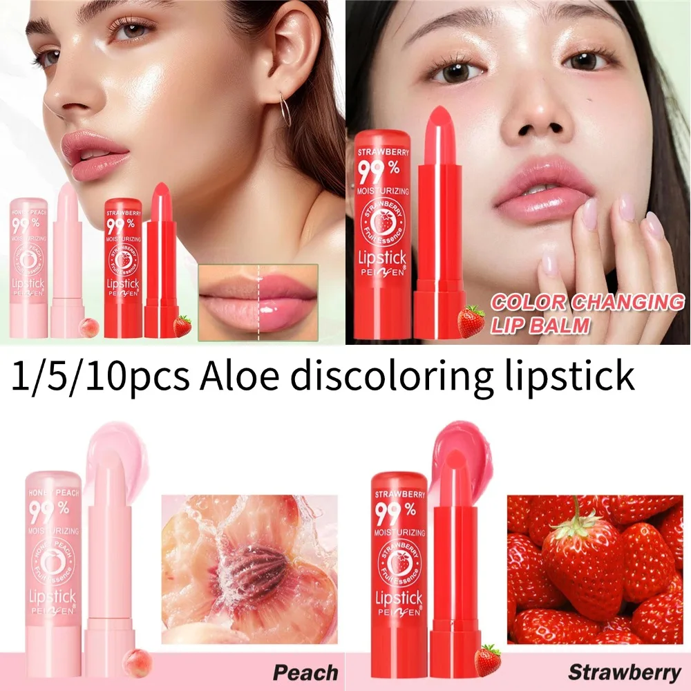 1/5/10pcs Moisturizing Aloe Vera Color-Changing Lipstick Temperature-Activated Lip Balm Aloe Vera Color Changing Lip Care 2026