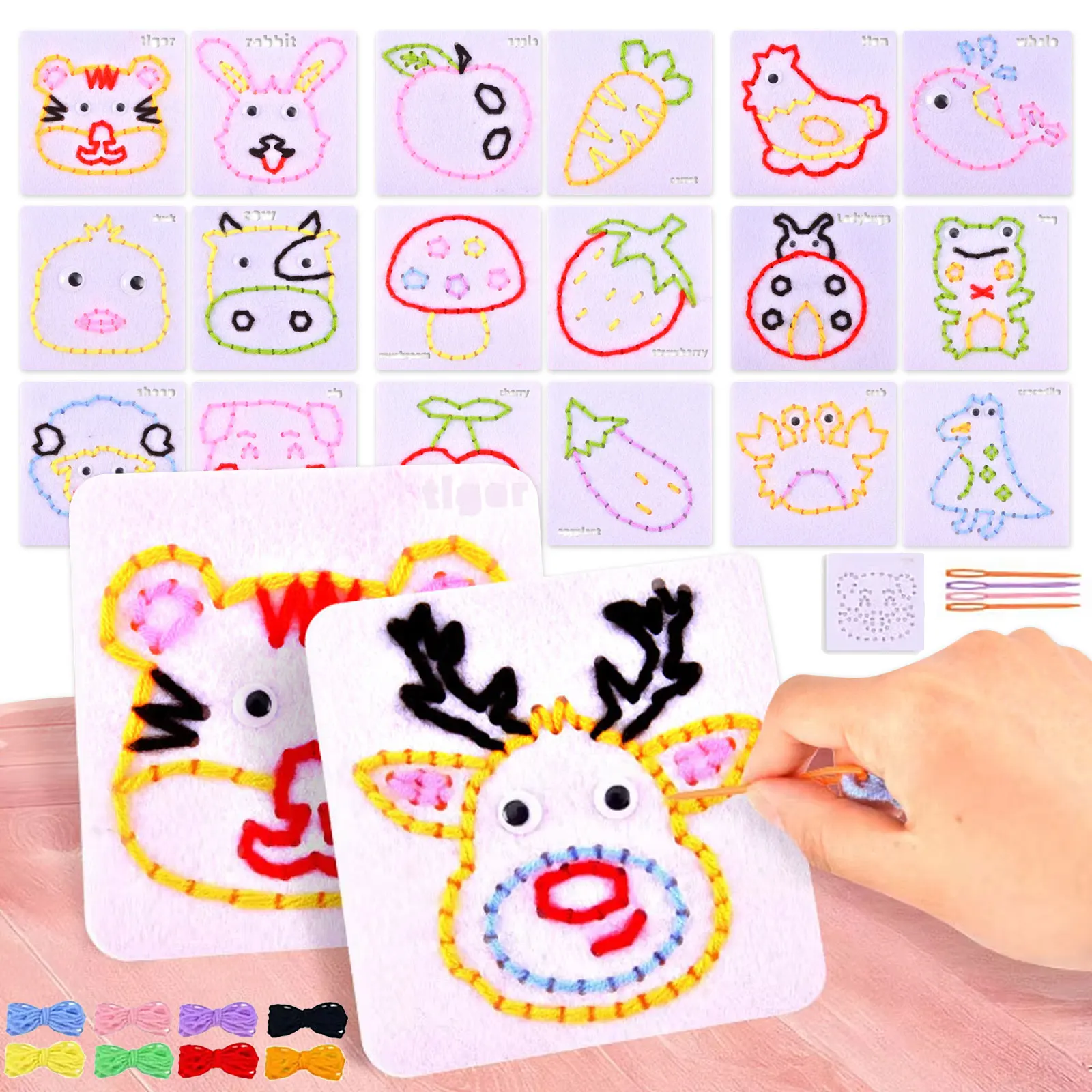 Jouets de laçage en tissu Non tissé pour enfants débutants, Kit d'artisanat de couture pour enfants, motricité Fine, planche occupée, capteur éducatif, cadeau pour enfants