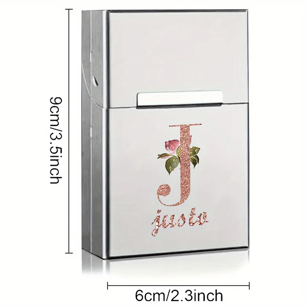 Customized Name Cigarette Case Holds Full Pack 20pcs, Silver Aluminum Flip Holder Hard Shell Pocket Box for Men