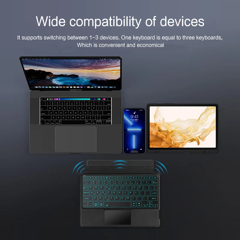 Magic Keyboard Case For Samsung Galaxy Tab S8 S7 11 A8 10.5 S6 Lite 10.4 S9 S10 FE 10.9 Tablet Backlit Touch Pad Protective Case view 5