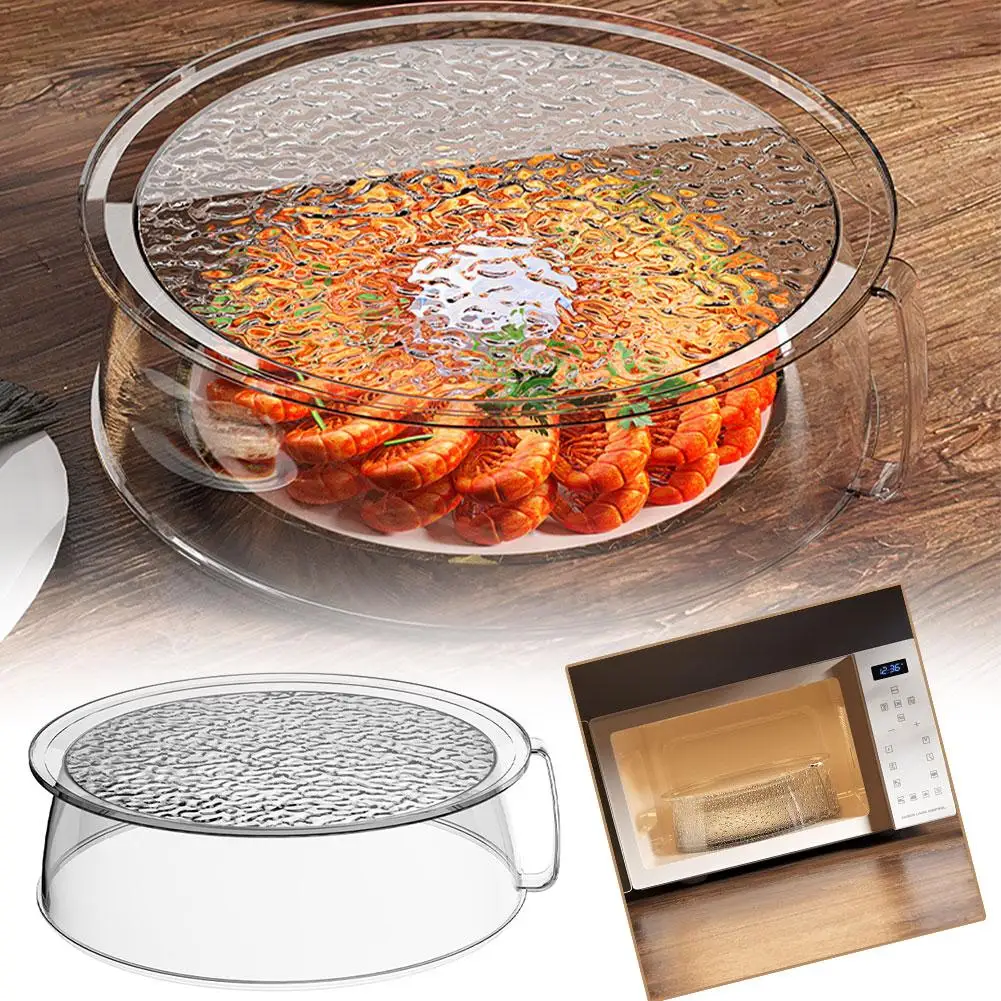 PC-Mikrowellenabdeckung mit Griff, hitzebeständiger Spritzschutzdeckel, transparenter Teller- und Schüsselschutz für Küche, Kühlschrank & Grill – Detail 3