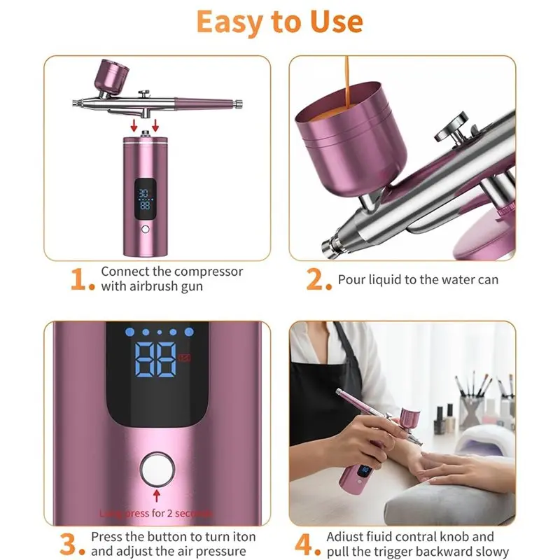 A59Z-Airbrush Kit, Cordless Airbrush For Nails With Air Compressor For Models/Shoes/Cakes/Hair, For Painting
