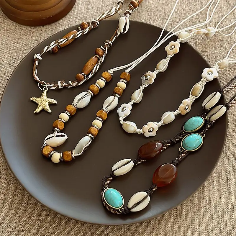 

2025 New Bohemian Hair Chain Seashell Turquoise Headband 2 in 1 Waist Cincher Vintage Wedding Accessory Women