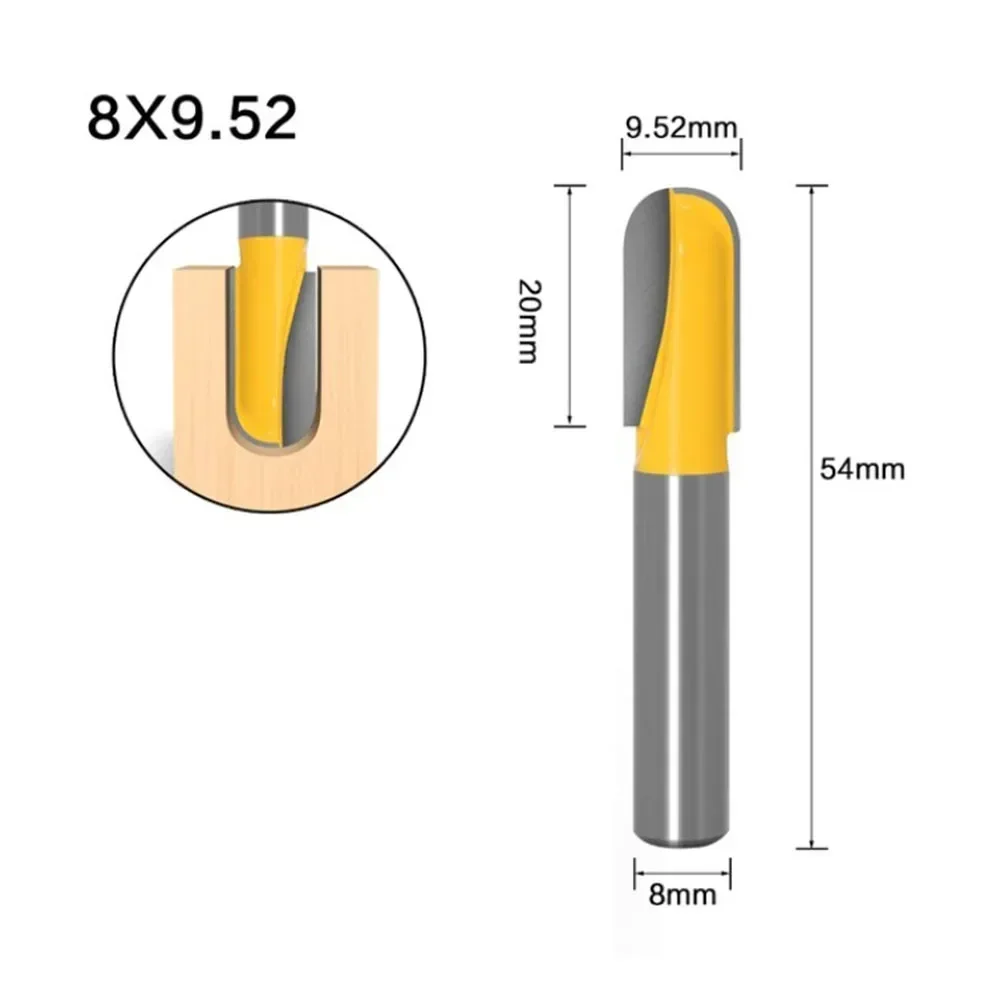 1pcs 8mm Shank Round Nose Wood Router Bit Milling Cutter Long Reach Core Box For Woodworking Hand Making Cutting Wood