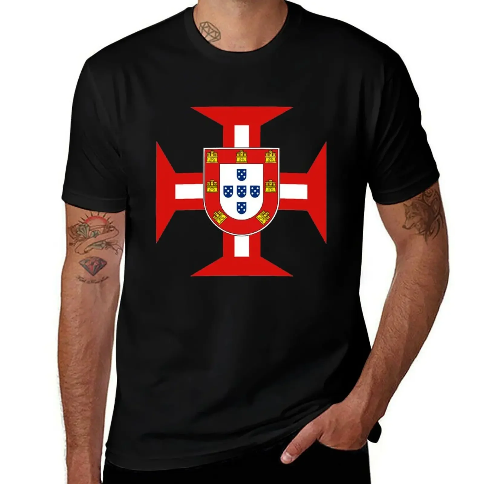 Portuguese Templar Cross with Shield T-Shirt street wear cheap stuff vintage t shirts luxury clothes men