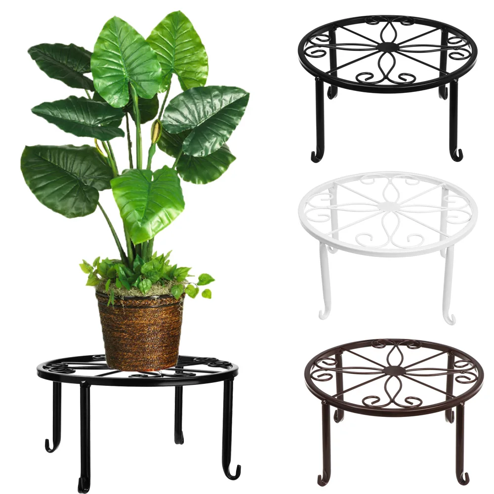 Durable Metal Flower Pot Stand Indoor Outdoor Flowerpot Supports Bonsai Rack Display Shelf Balcony Home Decoration Garden Supply