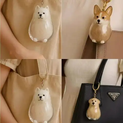 강아지 모양 열쇠고리 강아지 털 보관 캡슐 컨테이너 휴대용 수제 키체인 배낭 참 강아지 가방 장식 선물