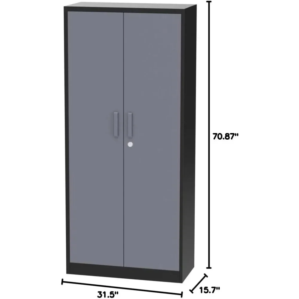 Yizosh Metal Garage Storage Cabinet with 2 Doors and 5 Adjustable Shelves - 71