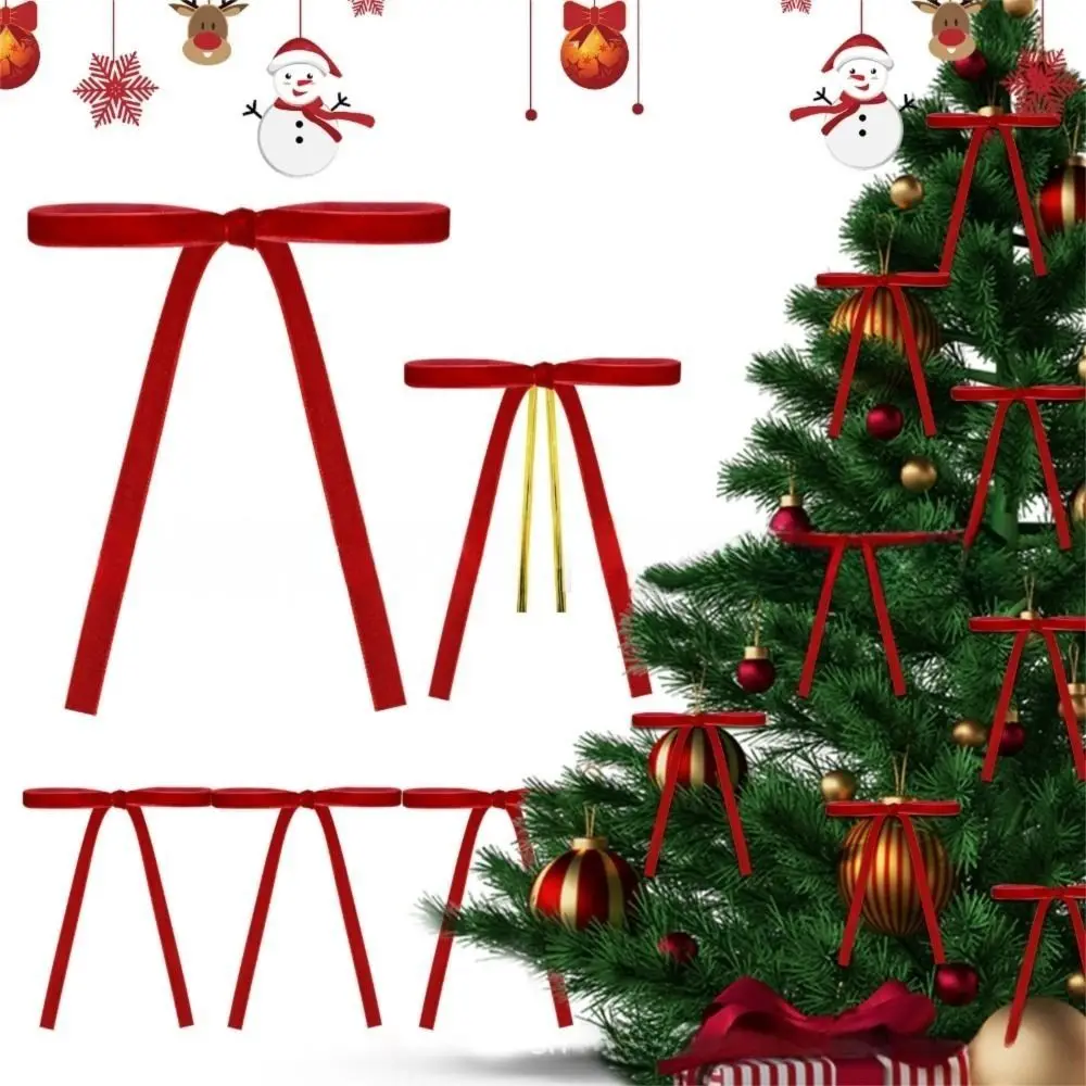 

24Pcs Velvet Material Christmas Tree Bows 24pcs Set Cable Tie DIY Handmade Bows Multi-functional Easy to use