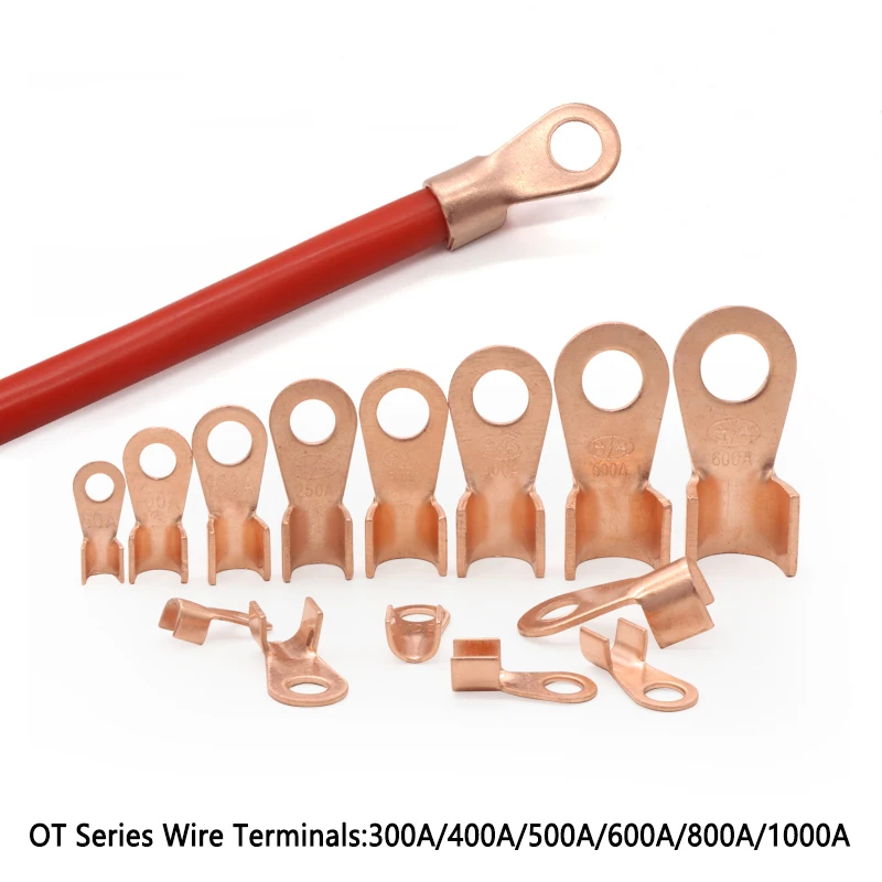 

Wire Terminal OT Type Open-End Copper Crimp Terminal Lugs 300~1000A Cable End Connector Splice Terminals Battery Wire Connectors