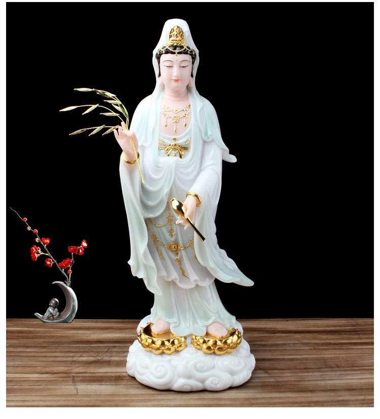 48CM large Buddhism figure jade Goddess Guan yin GOD Avalokitesvara buddha Asia HOME Prosperity FENG SHUI statue