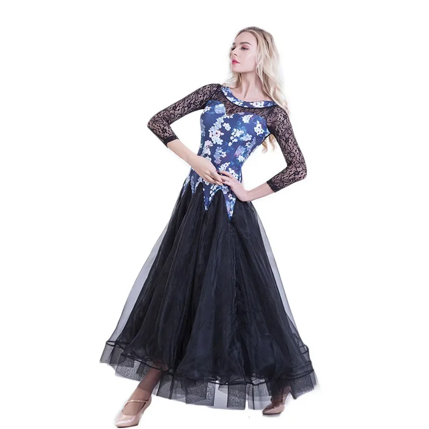 Printing Standard Ballroom Lace Dress Woman Dance Competition Dresses Standard Waltz Foxtrot Modern Suit Tango