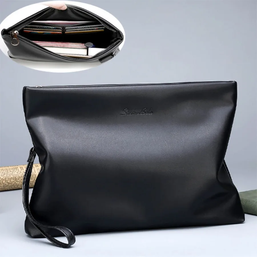 

【New style】Soft leather clutch bag men's envelope bag men's handbag men's Korean wallet large capacity business clutch bag casu