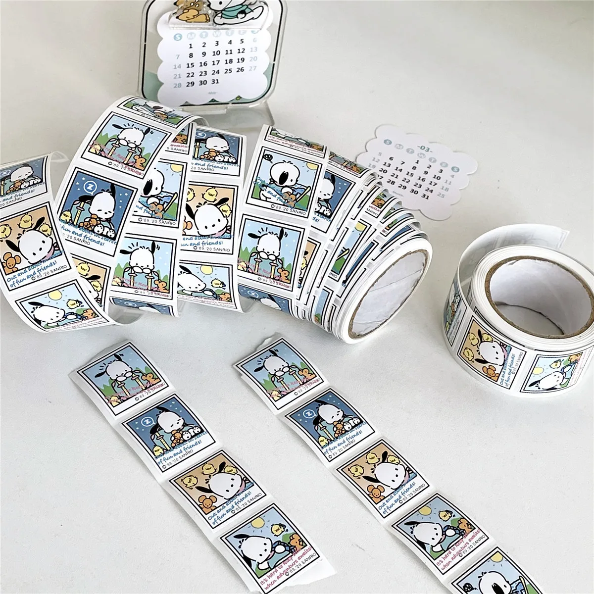 200pcs Kawaii Sanrio Pochacco Sticker Travel Scene Hand Account Diy Goo Card Decoration Sticker Cute Cartoon Seal Sticker