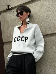 2024 Women's Sweater Youthful Woman Clothes Tops Fashion Hollowed Out Knitwear Female Letter Embroidery Torn Sweater Pullover