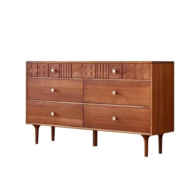 

Medieval solid wood retro chest small apartment living room five or six chest bedroom carved storage cabinet side cabinet