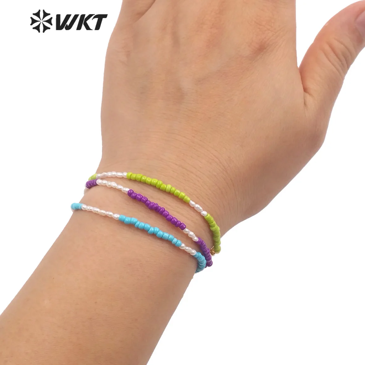 

WT-MPB079 Women Elegant Tiny 2mm Ceramic And Freshwater Pearl Beads Bracelets Precious Vintage Style Lady Accessories