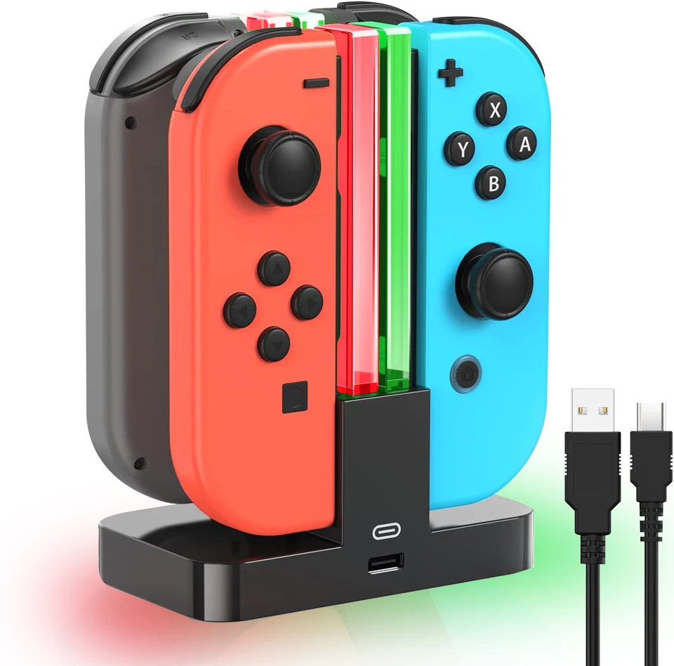 Fast Charging 4 Slot Joy-Con Charger Dock with RGB Indicator