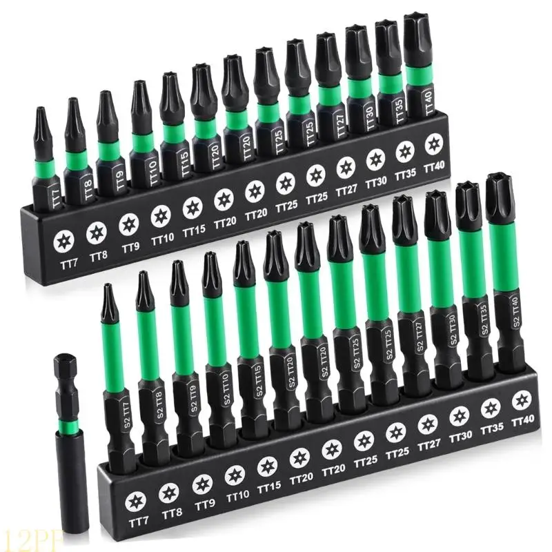 12PF Multipurpose Steel 27 Piece Tamper Resistant Impact Bit Assortment With Protective Storage Box