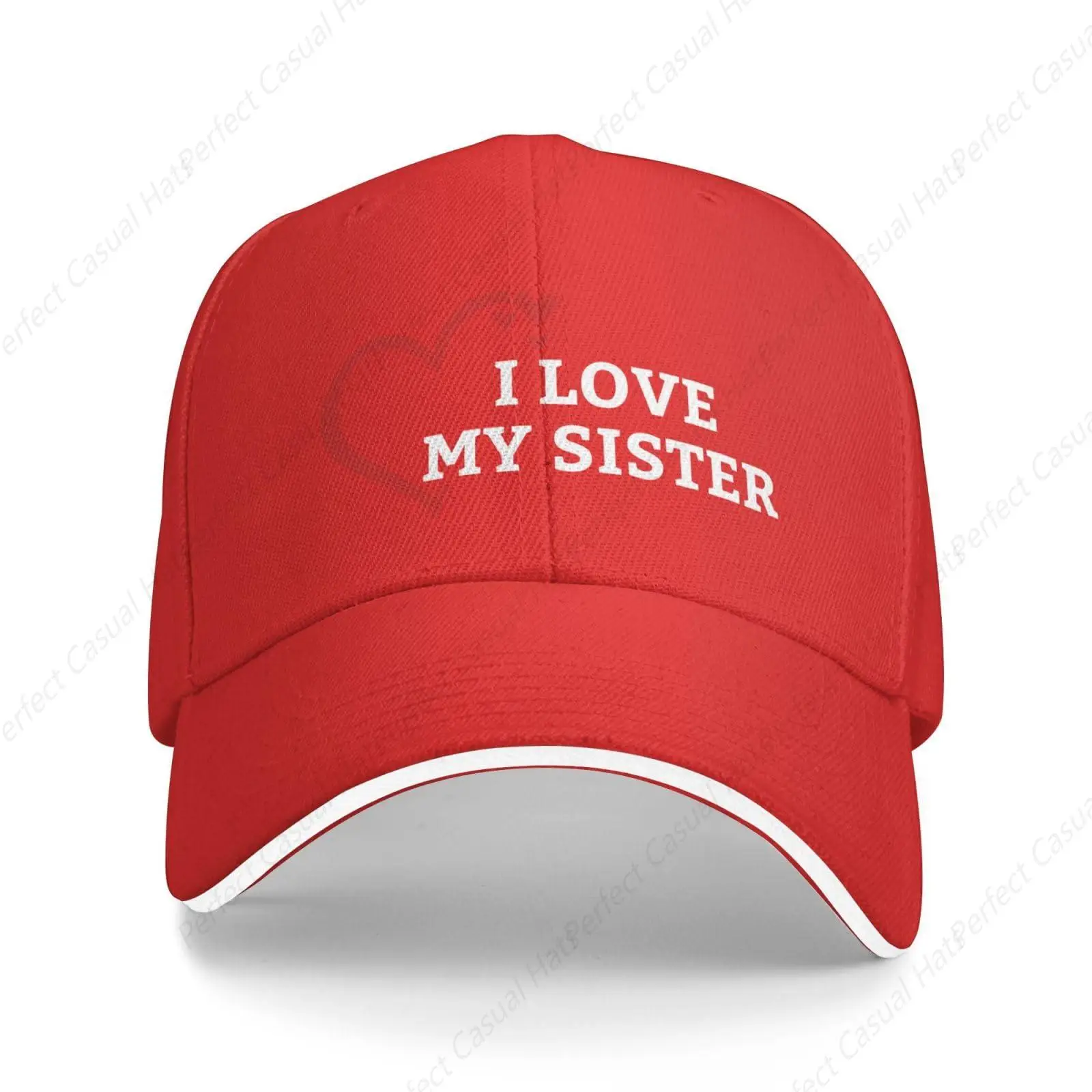 Hot-Selling I Love My Sister Print Caps Sandwich Peaked Caps Trucker Hat Unisex Outdoor Sport Travel Sun Visor