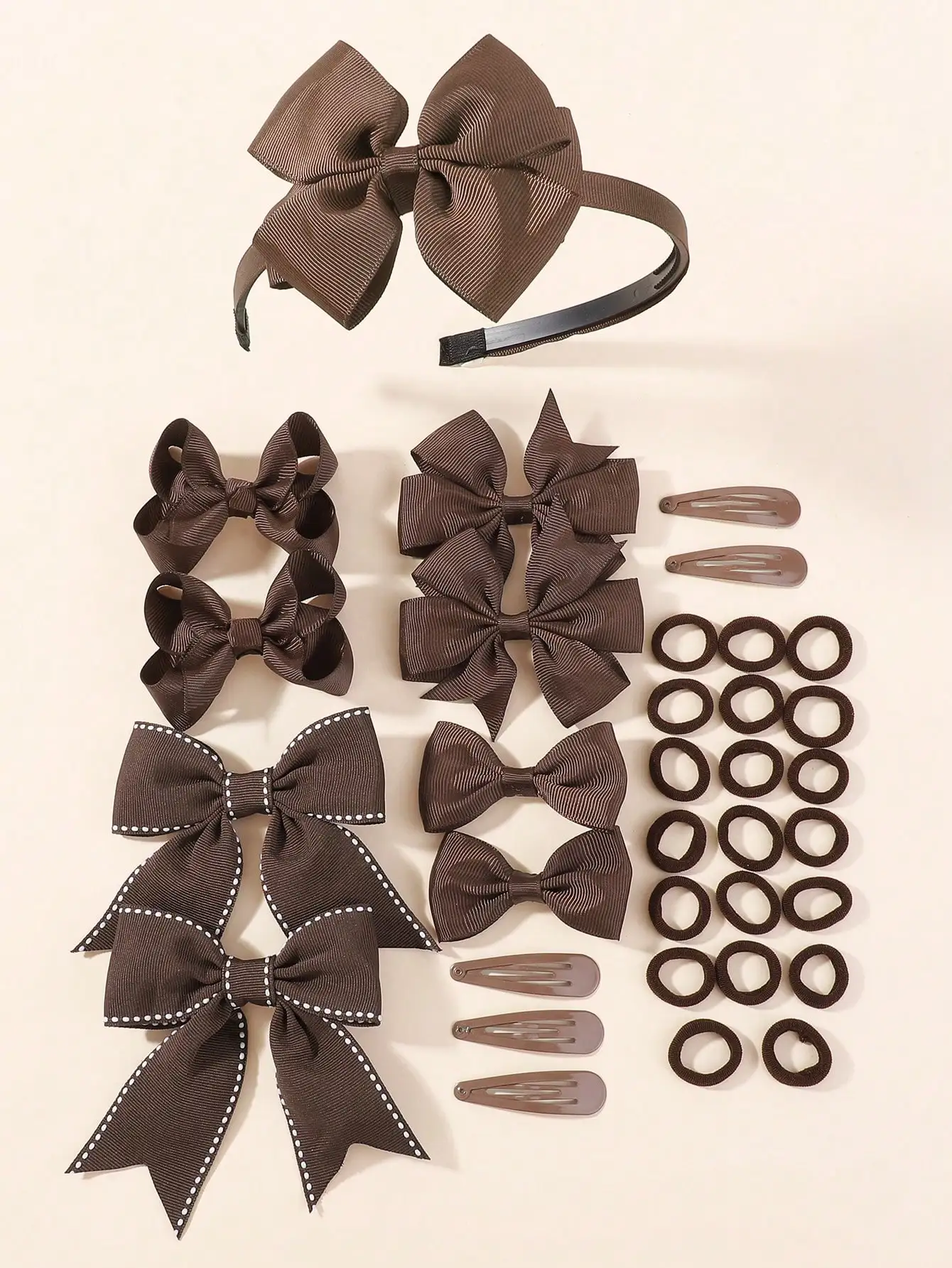 

34Pcs Navy Blue Bow Hair Accessories Set for Girls Kids Hair Clips Headbands Elastic Hair Ties School Uniform Hair Styling Tools