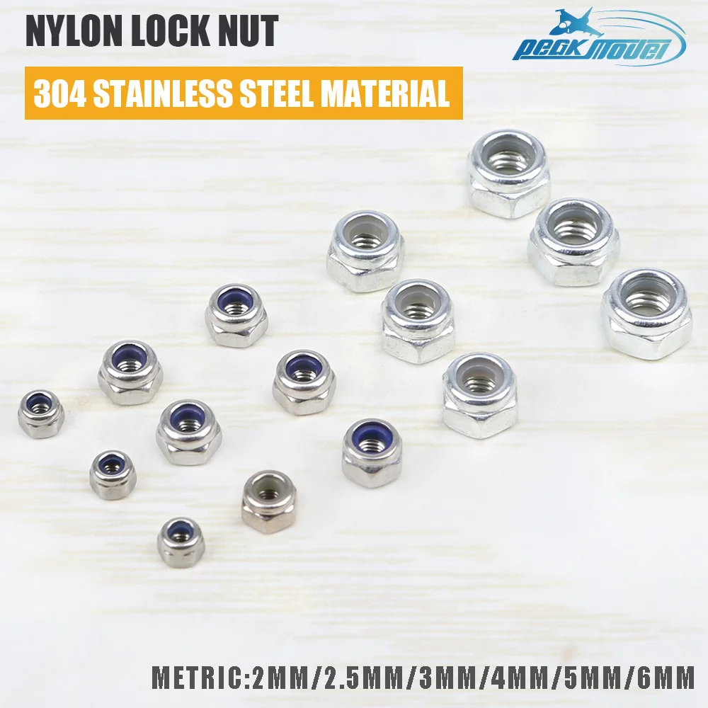 High Quality Stainless Steel Metric M2 M3 M4 M5 Lock Nuts for Nitro Gas Engines Airplane - Pack of 10