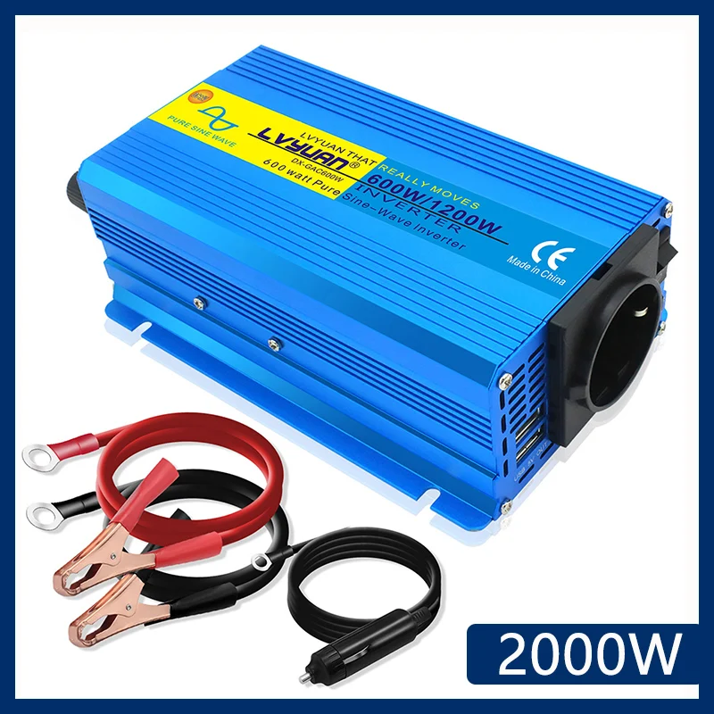 Pure Sine Wave Inverter DC 12v To AC220V 1200W 2000W Voltage Transformer Power Car Converter Solar Inverter