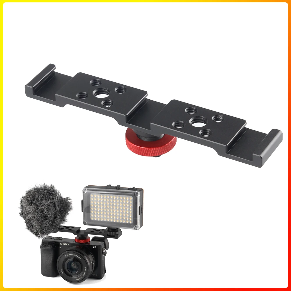 SETTO Three Cold Shoe Base Adapter Mount Extension Bracket Mount for Microphone LED Light Flash Monitor