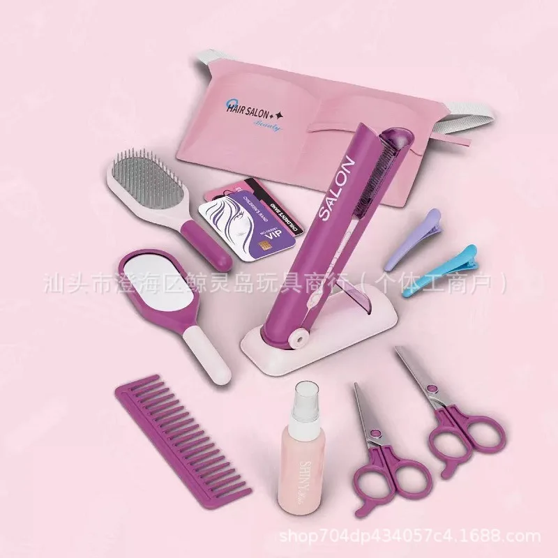 Meninas diversão cabelo vestir role play brinquedo-simulação secador de cabelo corte salão de beleza conjunto casa beleza jogar brinquedo presente de natal para meninas