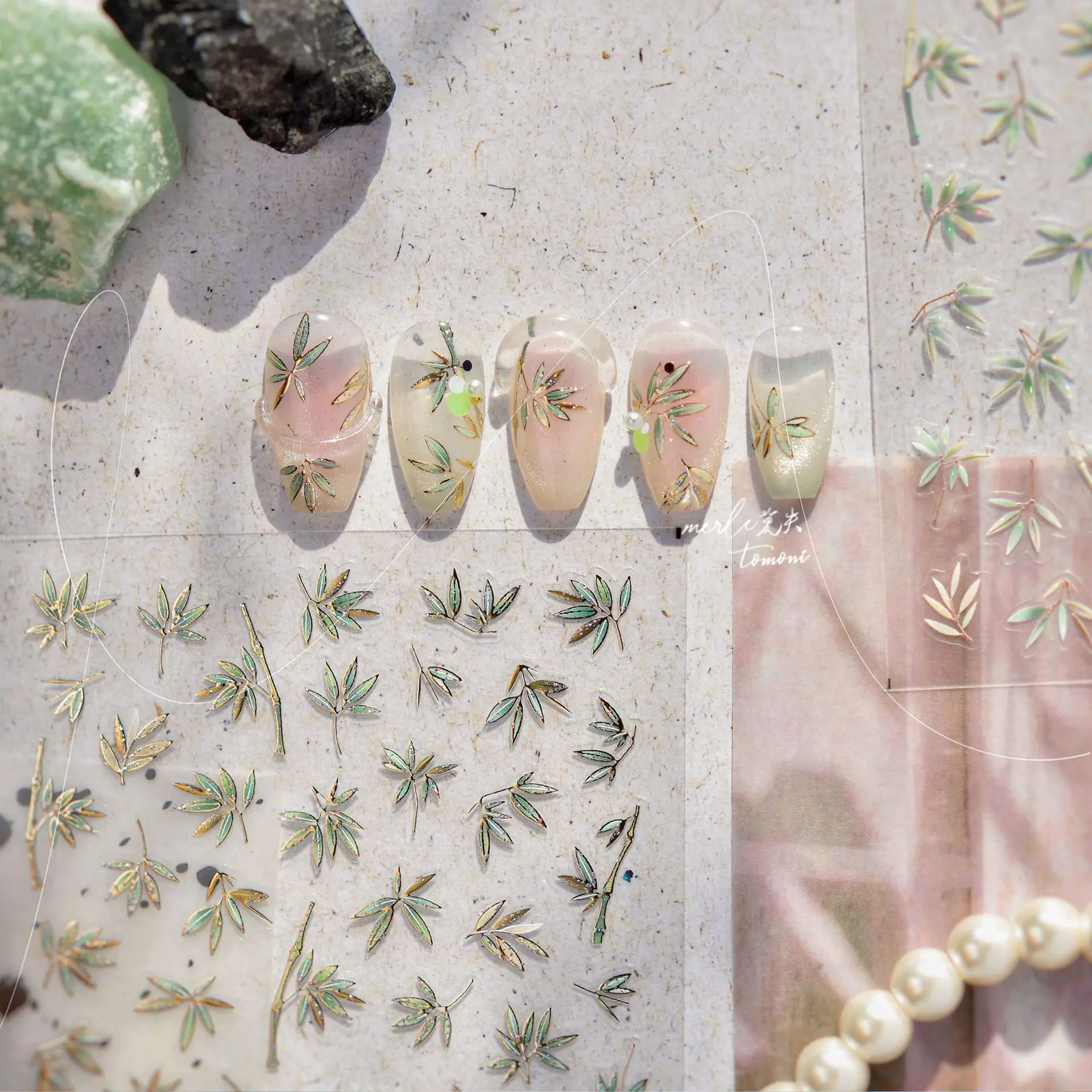 

New Hot Stamping Metal Bamboo High Quality Elegant Chinese Style Nail Art Stickers Decals Art Idea Decoration Accessories MS-857