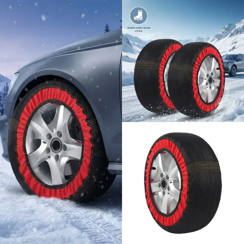 2Pcs Snow Tire Socks Car Anti Slip Traction Chains Winter Ice Driving Emergency Safety Protector Universal Fit Wheel Covers Set
