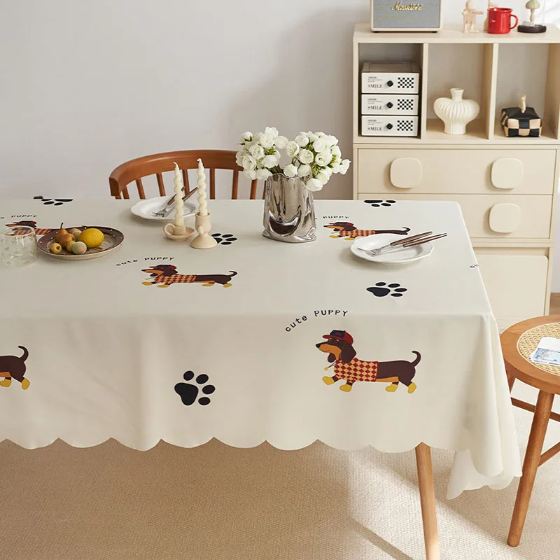 Cartoon Printed Decorative Desk Tablecloth Waterproof Skin-Friendly Table Cloth for Dining Wear-Resistant Cloth Towel for Home
