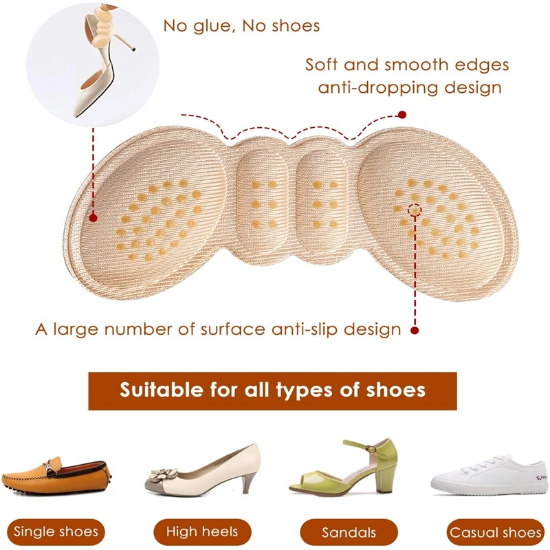 Shoe Inserts for Women High Heel Pads Heel Inserts for Shoes Too Big Cushion Anti-Slip Heel Grips Liner Filler Prevent Blisters