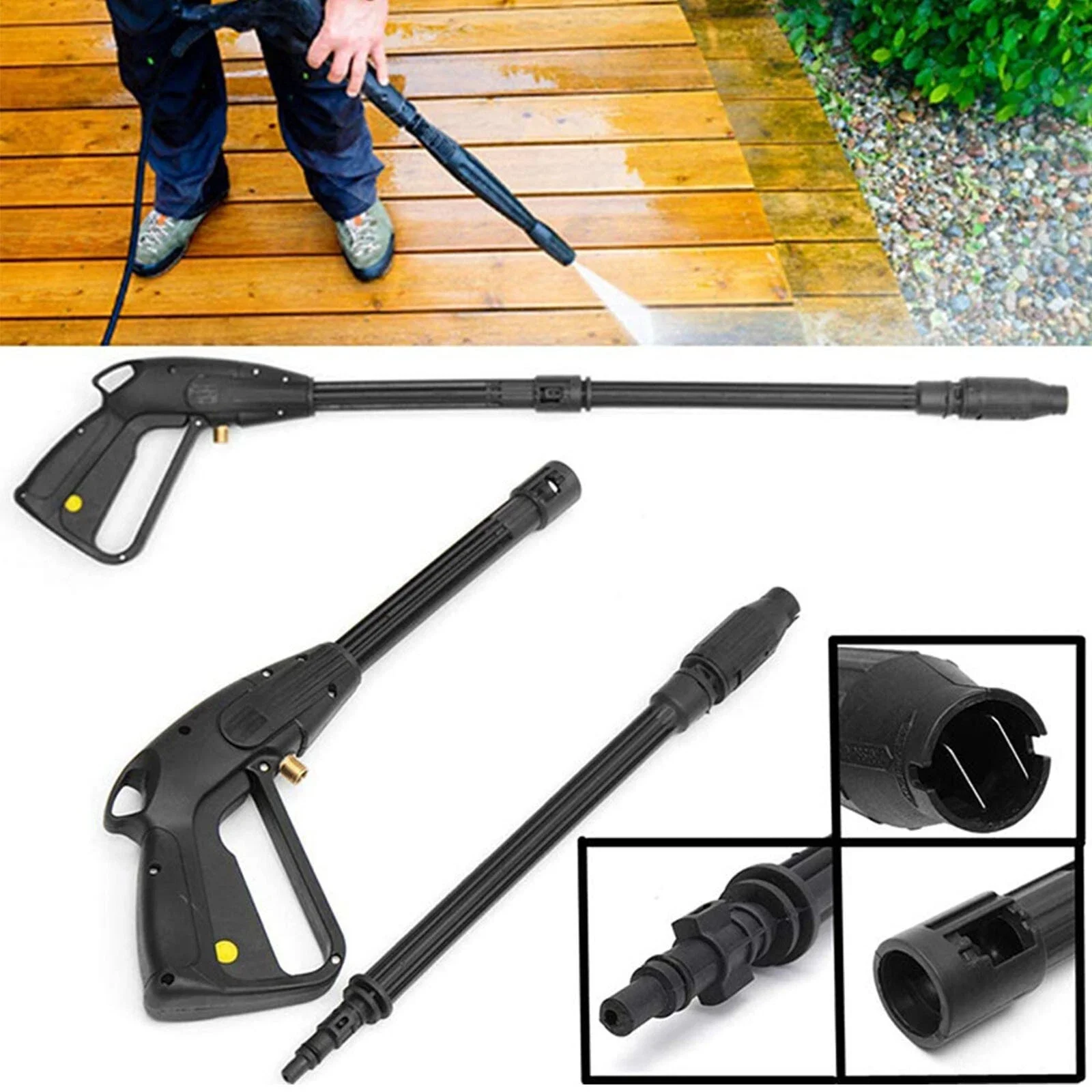 

High Pressure Spray Gun with Rotating Lotus Nozzle, Adjustable with 5m Hose Cleaning Tools for Garden ,Home and Car Washing